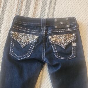 Miss Me Navy Skinny Jeans with Silver Accents